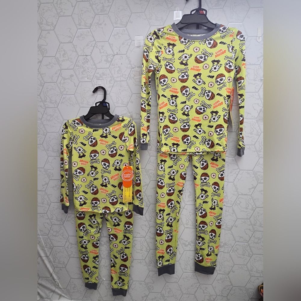 Lot of two Wonder Nation Boys Halloween Pirate Skeleton Long Sleeve Pajama Sets